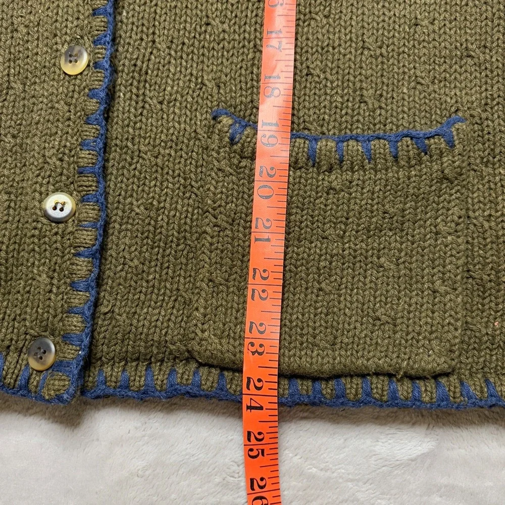 Vtg Portraits By Northern Isles Hand Embroidered Sweater Vest Womens S/M Green
